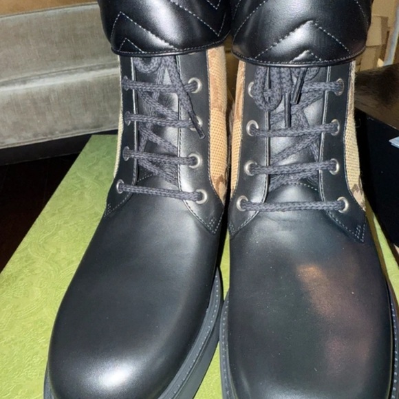 Gucci Black and Tan Women's Lace-Up Boots - Picture 2 of 5